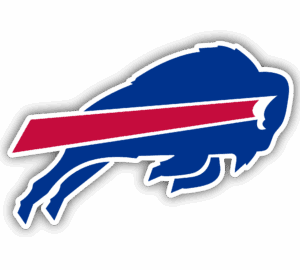 Logo of a charging blue buffalo with a red streak, symbolizing the Buffalo Bills.