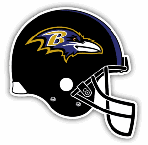 Baltimore Ravens football helmet with team logo.