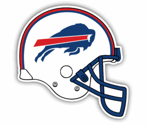 Buffalo Bills football helmet logo with red, white, and blue colors.