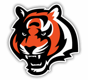 Stylized roaring tiger head logo in bold orange, black, and white.