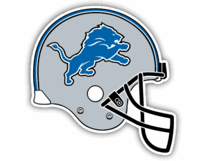 Detroit Lions football helmet logo with a blue lion.