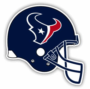 Houston Texans football helmet with team logo.