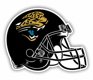 Jacksonville Jaguars football helmet logo with black background.