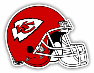 Kansas City Chiefs football helmet with team logo.