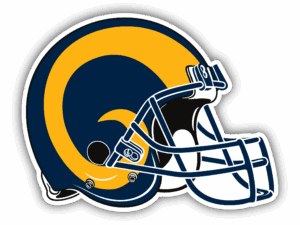 Los Angeles Rams football helmet with team logo.