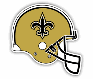 New Orleans Saints football helmet logo in black and gold.