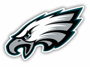 Philadelphia Eagles logo featuring a fierce eagle head in green and white.