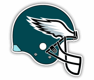 Philadelphia Eagles football helmet logo in green and white.