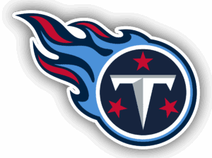 Tennessee Titans NFL team logo with flaming ball and stars.